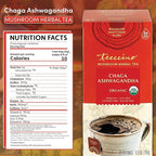 Teeccino Organic Mushroom Herbal Tea, Chaga Ashwagandha, Butterscotch Cream, Caffeine Free, 25 Tea Bags, 5.3 oz (150 g)