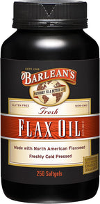 Barlean's Omega 3 6 9 Flaxseed Oil Supplements, Cold-Pressed Flax Seed Supplement Softgels with 1650 mg ALA Fatty Acids, 250 Count