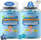 L Methylfolate 1000mcg for Kids Teens Gummies + Methyl B6 B12, Active 5-Mthf Methyl Folate, MTHFR Supplement w/ Choline Omega-3 Magnesium Zinc for Focus Cognition Mood Energy, Sugar Free, Vean, 120Cts