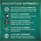 Vegan Vitamin B12 Liquid Drops - Fast-Acting 5000 mcg Methylcobalamin B12 Sublingual Supplement - Energy, Memory and Mood Support - High-Potency One-Dropper Per Day - Natural Citrus Flavor - 2oz