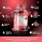 Magnesium Glycinate Gummies, 1000 mg - Magnesium Supplement to Support Relaxation, Heart Health - Chewable Calm Magnesio Gummies for Adults, Glicinato De Magnesio - Strawberry Flavor - Pack of 3