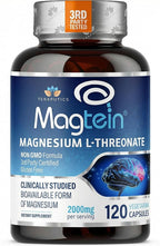 Magnesium L Threonate, Magtein, Brain Supplement for Memory, Focus, Sleep and Cognitive Support, High Absorption Magnesium L-Threonate, Non-GMO, No Laxative Effect – 2,000 mg, 120 Vegan Capsules