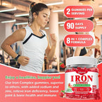 180 Count | Iron Supplement for Women,Men & Kids, Iron Gummies for Iron Deficiency & Anemia with Vitamin C B6 B12,Folate-Iron Supplement Support Bl♡♡d Oxygen & Energy Boost, Vegan,Non-GMO &Gluten Free