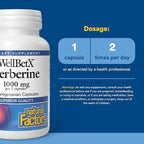 Natural Factors WellBetX Berberine - Daily Supplement Supports Metabolic Health - Formula Supports Healthy Heart - Gluten-Free & Vegan - 60 Vegetarian Capsules (60 Servings)