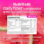 Belli Welli Fiber Supplement for Women & Men – Premium Daily Fiber Powder from Organic Acacia with Added Collagen, Electrolytes & Probiotics – No Bloat, Constipation & Gut Health Support (Watermelon)