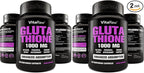 1000mg Glutathione for Immune Support - 100mg Absorption Complex - Reduced Liposomal Glutathione Supplement with Alpha Lipoic Acid - Brain Booster, Glowing Skin, Liver Support (Pack of 2)