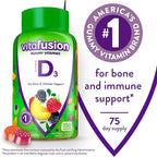 Vitafusion Fiber Well Sugar Free Fiber Supplement & Vitamin D3 Gummy Vitamins for Bone and Immune System Support, Peach, BlackBerry and Strawberry Flavored, 50 mcg Vitamin D, 75 Day Supply, 150 Count
