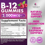 Vitamin B12 Energy Gummies - 3000 mcg per Serving Extra Strength B 12 Gummy for Metabolism & Immune System Support - Chewable Dietary B12 Supplements, Caffeine Free Gummy Vitamin - 120 Gummies