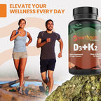 EarthNutri - Vitamin D3 Plus K2 Vitamin Supplement 5000 IU – Includes K2 from MENA Q7, D3 from Vitashine, Calcium from Aquamin & 72 Trace Minerals – for Immune, Bone & Heart Health - Non-GMO