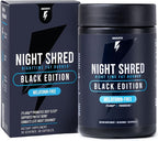 Night Shred Black Melatonin-Free Nighttime Fat Burner and Sleep Support Supplement - GABA Complex with Ashwagandha, CLA, Grains of Paradise, and Zylaria - Thermogenic Fat Burner - 90 Vegan Capsules