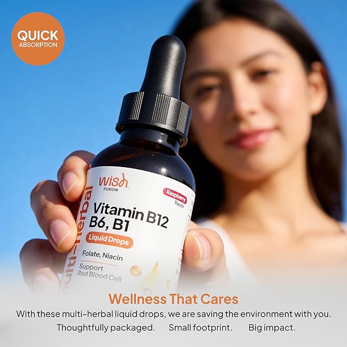 Vitamin B12 Liquid Drops 5000mcg, Liquid B12 Sublingual Drops & B12 Methylcobalamin for Women & Men Vitamin B Complex Energy Boost, Focus & Mood, Brain Health Support, 30ml x 2 Pack