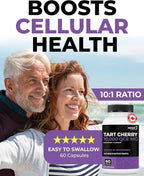 Renew Actives Tart Cherry Extra 500mg per 2 Capsules – High-Potency Antioxidant for Free Radical Protection & Wellness – 60 Easy-to-Swallow Capsules – Made in Canada