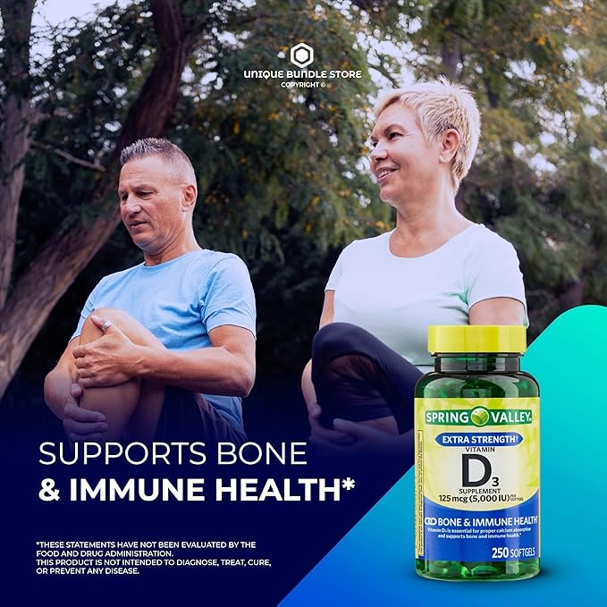 Extra Strength Vitamin D3 5000 IU 125 mcg – 250 Softgels, High Potency D3 Vitamin Supplement, Daily Vitamin D for Bone Strength, Immune Support (Pack of 2)