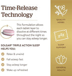 Solgar Triple Action Sleep, 30 Tri-Layer Tablets - Time-Release Melatonin & L-Theanine Plus Herbal Blend - Helps You Relax, Fall Asleep Fast & Stay Asleep Longer - Non-GMO, Gluten Free - 30 Servings