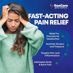 GenCare - Headache Relief Acetaminophen with Aspirin (NSAID) & Caffeine (300 Caplets) Value Pack | Head Pain, Muscle Aches, Back Pain & Body | Generic ExcedrEn Extra Strength