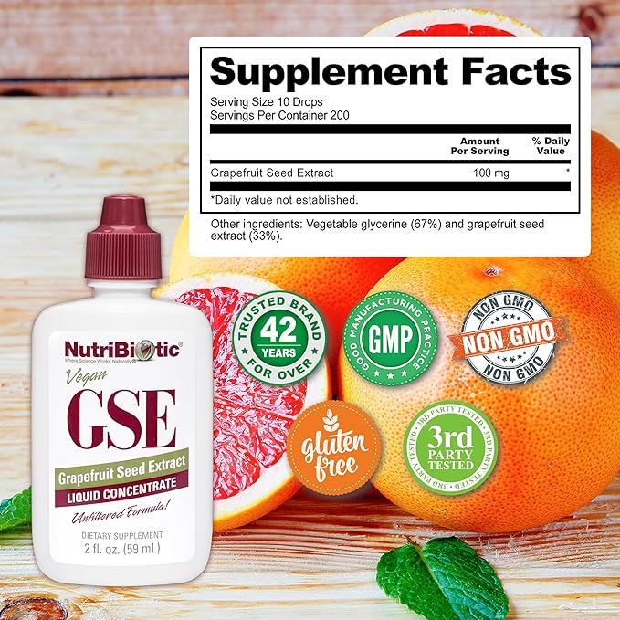 NutriBiotic – GSE, 2 Oz Liquid | The Original Grapefruit Seed Extract Premium Concentrate with Bioflavonoids | Potent Immune & Overall Health Support | Vegan, Gluten Free, Non-GMO