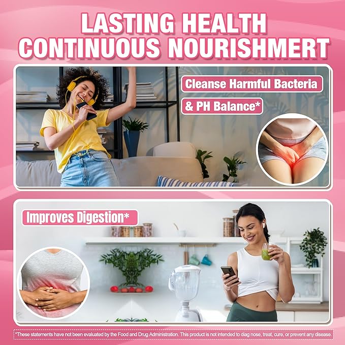 Vaginal Probiotics Gummies for Women PH Balance, Odor Control with Prebiotics, Cranberry, D-Mannose, Promotes Feminine Healthy Vaginal Flora, Urinary Tract, Yeast, Digestive Support, Sugar Free,120Cts