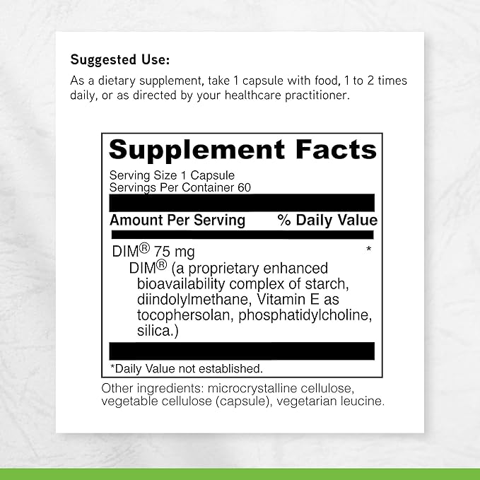 DAVINCI Labs DimPro - Dietary Supplement to Support Hormonal Balance in Men & Women & Healthy Weight Management* - with Vitamin E and More - Vegetarian - Soy-Free - Gluten-Free - 60 Capsules