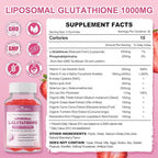 2 Pack Liposomal Glutathione Gummies 1000mg, High Absorption Glutathione Supplement with Vitamin C, Milk Thistle for Skin Health, Liver Detox & Immune, Vegan, Sugar Free, Strawberry Flavor, 120 Count