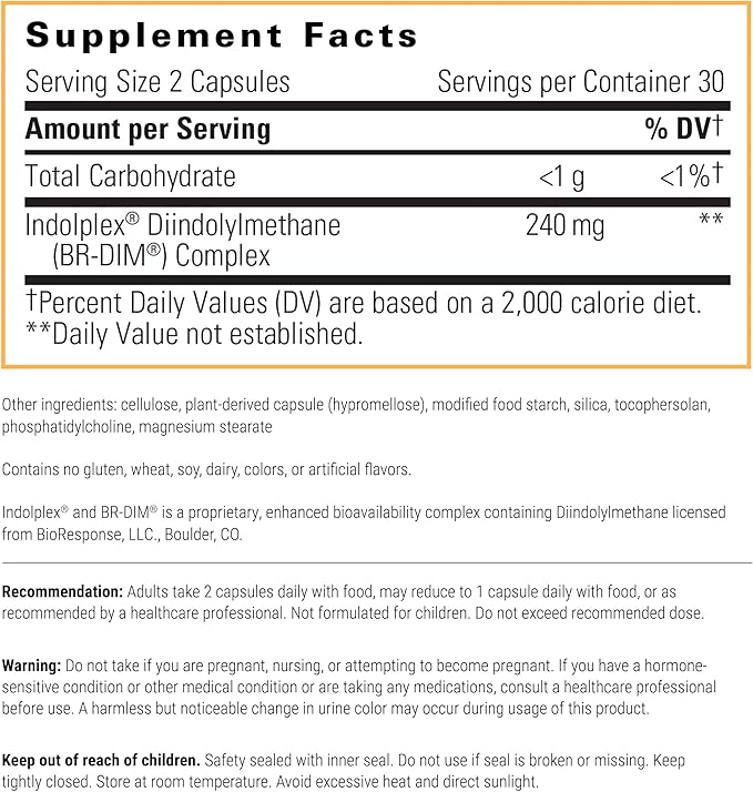 Integrative Therapeutics Indolplex – 240mg Bioavailable DIM for Hormone Balance Support* - Supports Estrogen Metabolism* - Gluten-Free & Dairy-Free - 60 Capsules (30 Servings)