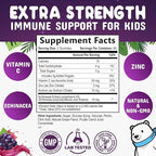 Kids Immune Support Gummies - Vitamin C, Zinc & Echinacea Children's Daily Immune Health Support Gummy Supplement for Ages 4 and Up, Natures Kid's Vitamin C Gluten-Free & Non-GMO, Vegan - 120 Gummies