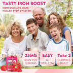 Vegan Iron Gummies for Adults & Kids - with Vitamin C, A, B-Complex, Folate, Zinc, and Biotin - for Blood Building & Energy Support, 60 Gummies
