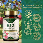 Vitamin B12 - 1000 mcg Per Serving Maximum Strength Methylcobalamin B-12 Chewable Tablet - Energy, Nervous System & Brain Support - Fast Dissolve, Gluten-Free, Non-GMO for Women & Men - 60 Tablets