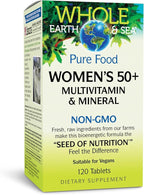 Natural Factors Whole Earth & Sea Women's 50+ Multivitamin & Mineral - Daily Multivitamin with Calcium, Selenium & More - Supports Bone & Brain Health - 120 Tablets (60 Servings)
