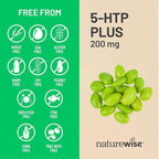 NatureWise 5-HTP 200mg Supplement from Griffonia Seeds with Cofactor Vitamin B6 - Mood Support and Natural Sleep Aid for Adults - Delayed-Release, Vegan - 60 Count[2-Month Supply]