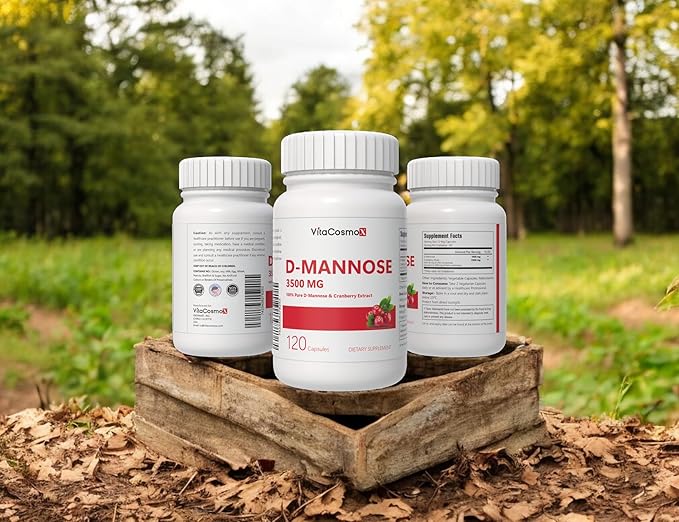 D-Mannose with Cranberry Extract, Vegan Capsules 120 Count 3500 mg Blend, 100% Vegetarian, Non-GMO & Gluten Free