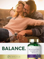 Carlyle Resveratrol Complex - 180 Capsules - Trans Resveratrol Supplement with Grape Seed Extract - Non GMO, Gluten Free