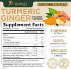 Turmeric Curcumin Supplement Gummies - 95% Curcuminoids with Turmeric & Ginger, Black Pepper for Best Absorption, Nature's Vegan Joint Support, Non-GMO, Gluten Free, Tasty Peach Flavor - 120 Gummies