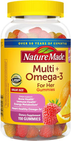 Nature Made Womens Gummy Multivitamins with Omega-3, Multivitamin for Women for Daily Nutritional Support, 150 Gummies, 75 Day Supply