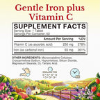Vitalitown Iron Supplement for Women Men, High Potency 65mg Iron with Vitamin C 250mg, Less Constipating, Better for Blood Building & Energy Improvement, No Gluten, Non-GMO,60 Vegan Iron Pills