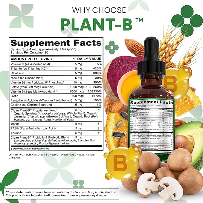 Vitamin B Complex Liquid Drops Plant-B by Clean Nutra