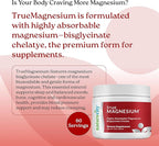 NatureCity TrueMagnesium Highly Absorbable Chelated Magnesium Bisglycinate Powder Drink Mix (60 Servings) - Magnesium Supplement for Sleep and to Support Bone Health & Muscles