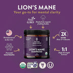 TRIBE ORGANICS Lion’s Mane Supplement 1000mg Mushroom Extract Powder - Immune System Booster & Brain Nootropic for Focus and Memory | Mental Clarity | Natural Energy and Immunity - 120 Vegan Capsules