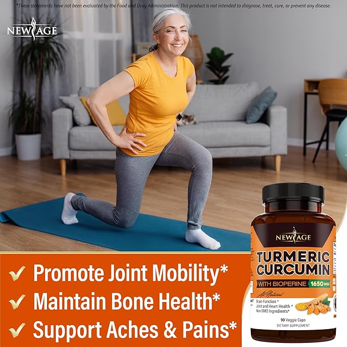 NEW AGE Turmeric Curcumin Capsules - Standardized Curcuminoids - Non-GMO, Gluten Free -270 Count (Pack of 3)