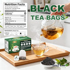 LeafLea 80 Black Tea Bags, Premium Black Tea Leaves, Rich Bright and Firmly Astringent, Promotes Digestive Comfort & Steady Alertness, Caffeinated, Sugar-Free, Vegan, Enjoy Hot or Iced