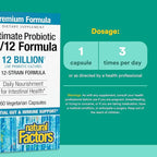 Natural Factors Ultimate Probiotic 12/12 Formula - Digestive Health Support Supplement with Probiotics - Immunity & Gut Health Support Supplement - 60 Vegetarian Capsules (60 Servings)