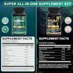 Shilajit and Sea Moss Vitality Bundle, Sea Moss 11000 mg, Shilajit 20000 mg, Black Seed, Ashwagandha, Turmeric, Bladderwrack, Burdock, Tongkat Ali, All in 1 Mineral Supplements