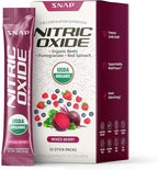 Snap Supplements Organic Beet Root Powder Nitric Oxide Supplement for Men & Women with Red Spinach, Supports Healthy Energy & Blood Pressure Already in Normal Range, 10 Stick Packs, Mixed Berry