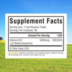 Innate Vitality Vitamin B12 5000mcg, Sublingual, Vegan Methylcobalamin, Fast Dissolve Tablets, Natural Pineapple Flavor, Supports Energy Production & Healthy Nervous System, 90 Tablets