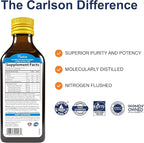 Carlson - Kid's The Very Finest Fish Oil Liquid, 800 mg Omega-3s, Norwegian, Wild-Caught Fish Oil, Omega 3 Liquid for Kids, Sustainably Sourced, Lemon, 200 ml