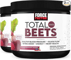 Force Factor Total Beets Drink Mix Superfood Powder with Nitrates to Support Circulation, Nitric Oxide, Energy, Endurance, and Stamina, Cardiovascular Heart Health Supplement, 60 Servings, 2-Pack
