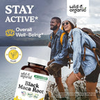 Wild & Organic Black Maca Root Capsules for Men & Women 500 mg - Overall Support for Men & Women - Vegan Maca Powder Supplement - 180 Days Supply - Non-GMO, No Fillers, Gluten-Free - 180 Count