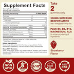 Vitamin B1(Benfotiamine) Gummies 500mg – B1 B6 B12 Vitamins with Magnesium for Energy Metabolism, Healthy Nervous System – Chewable B Complex for Adults & Kids - Vegan, Sugar Free, 120 Ct