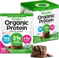 Orgain Organic Vegan Protein Powder, Creamy Chocolate Fudge - 21g Plant Protein, 6g Prebiotic Fiber, Low Carb, No Lactose Ingredients, No Added Sugar, Non-GMO, 10 Single Serve Individual Packets