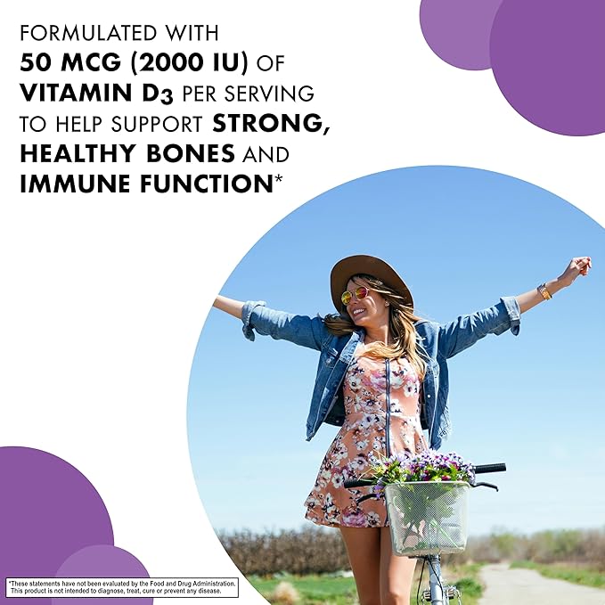 Bluebonnet Nutrition Earth Sweet Vitamin D3 2000 IU Chewable Tablets, Aids in Muscle and Skeletal Growth, D3, Non GMO, Gluten, Free, Soy Free, Milk Free, Kosher, 90 Chewable Tablets, Raspberry Flavor