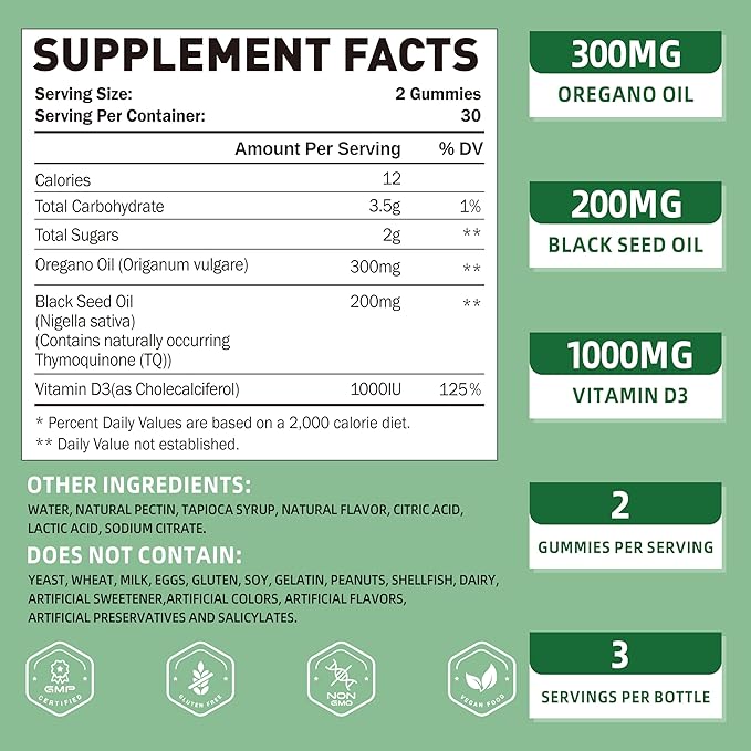 D-Mannose Gummies 2000mg & Oregano Oil Gummies 300mg